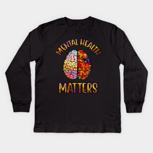 Colorful Mental Health Matters Mental Illness Awareness Kids Long Sleeve T-Shirt